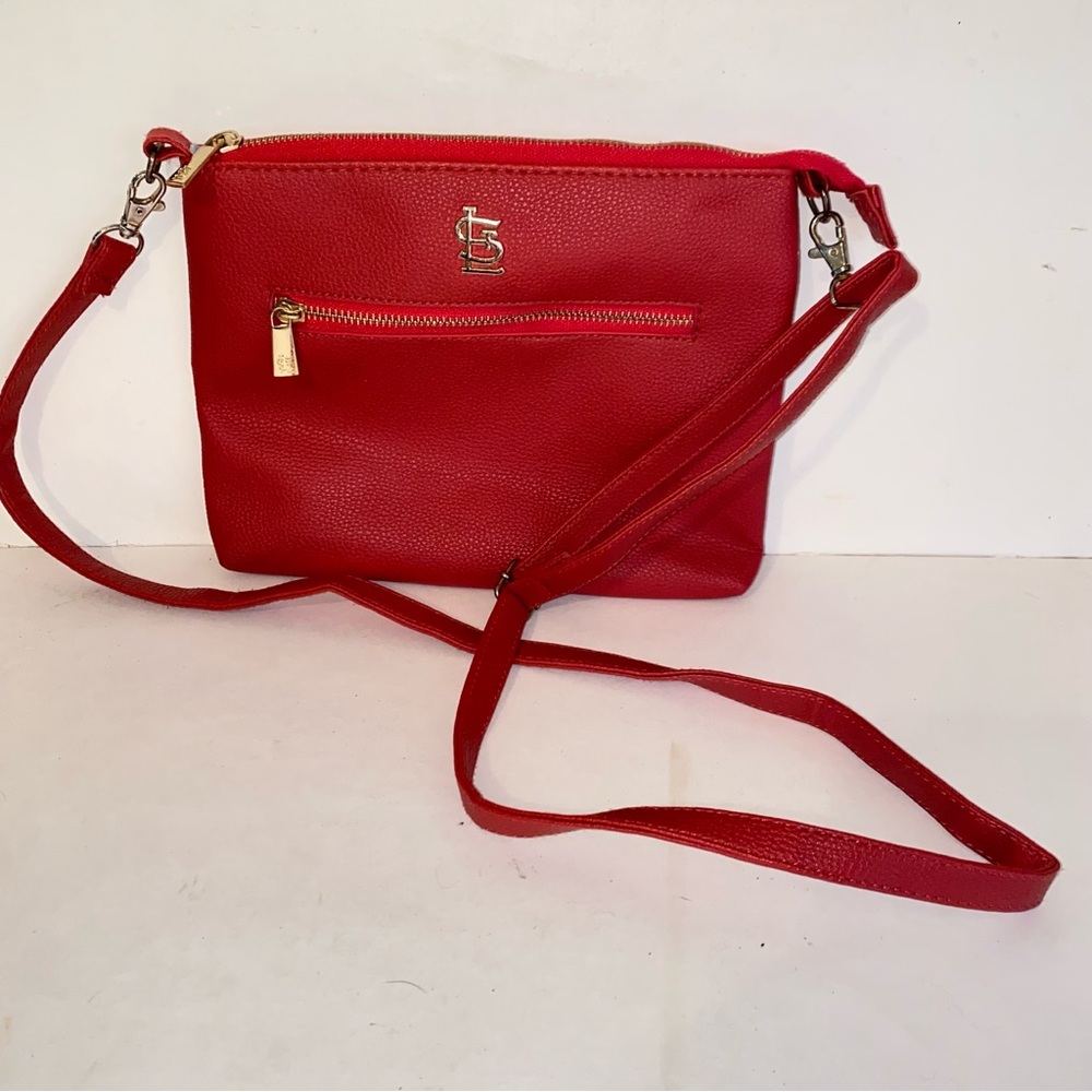 Red St Louis Cardinals MLB Crossbody Purse Bag Detachable Strap Gold Hardware - Picture 13 of 13